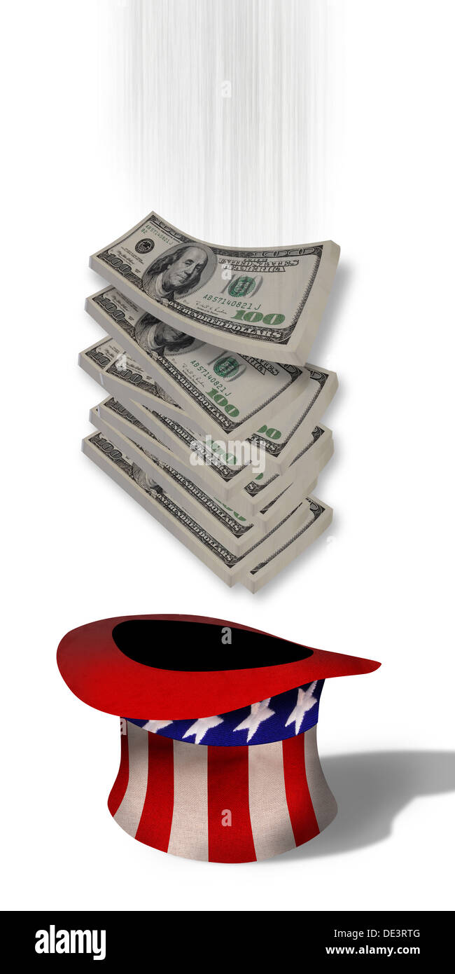 American cash con lo zio Sam hat. Foto Stock