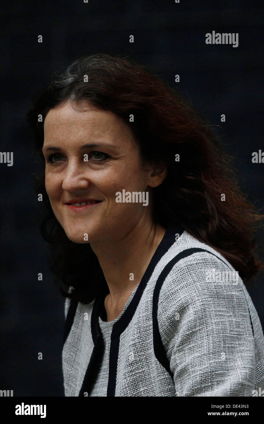 Theresa Villiers MP il Segretario di Stato per l'Irlanda del Nord assiste il settimanale riunione del gabinetto a No:10 Downing Street a Londra Foto Stock