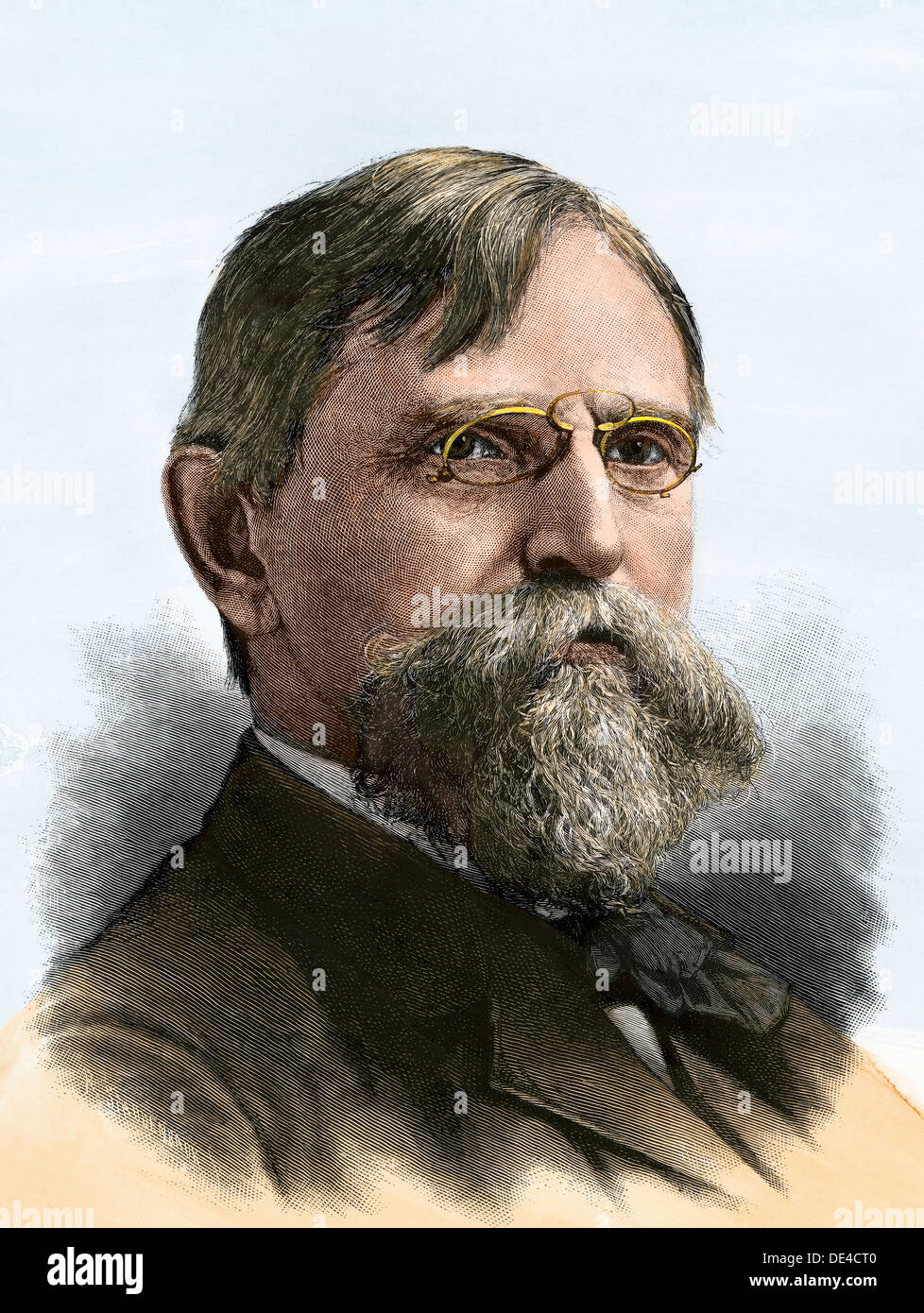 General Lewis Wallace quando il governatore territoriale del Nuovo Messico, 1880. Colorate a mano la xilografia Foto Stock