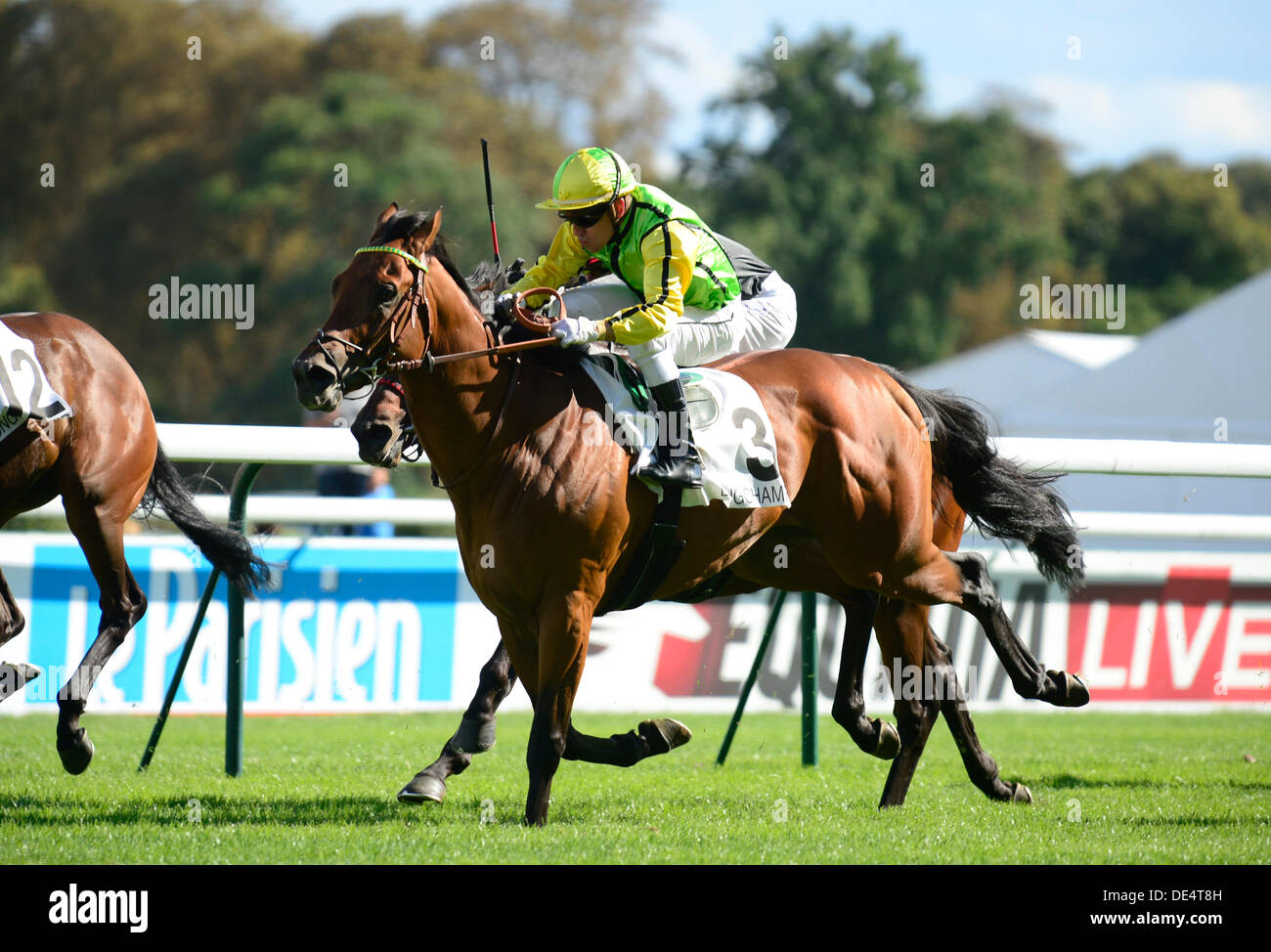 08.09.2013. Longchamps, Francia. Premio La Rochette Horse Racing. Gara 6 - Desert Blanc - Gregorio Benoist Foto Stock
