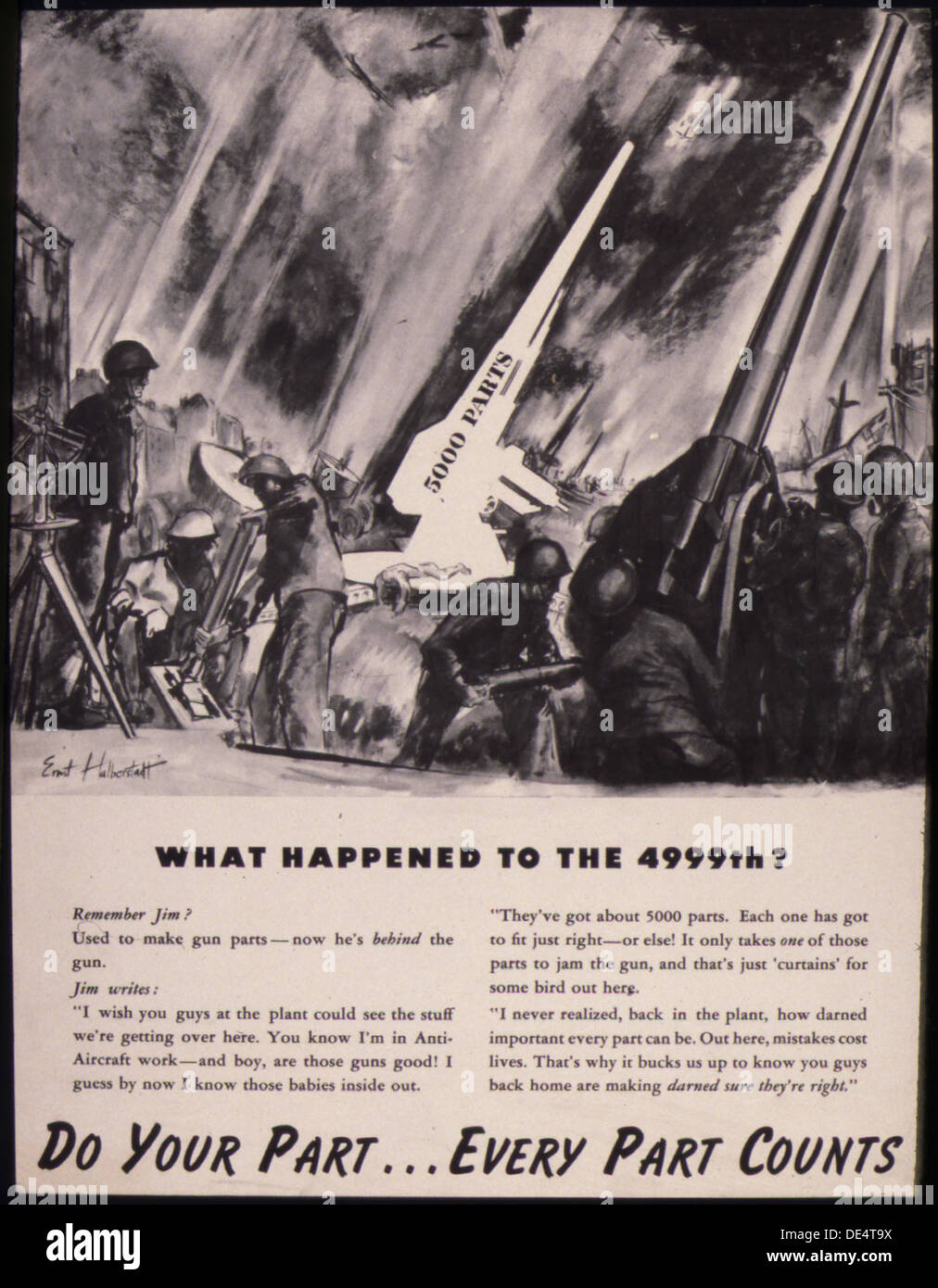 Questo poster della seconda guerra mondiale mette in evidenza l'importanza dei contributi individuali allo sforzo bellico, esortando i cittadini a svolgere la loro parte, non importa quanto piccola. Lo slogan enfatizza la responsabilità collettiva a sostegno degli obiettivi nazionali. Foto Stock