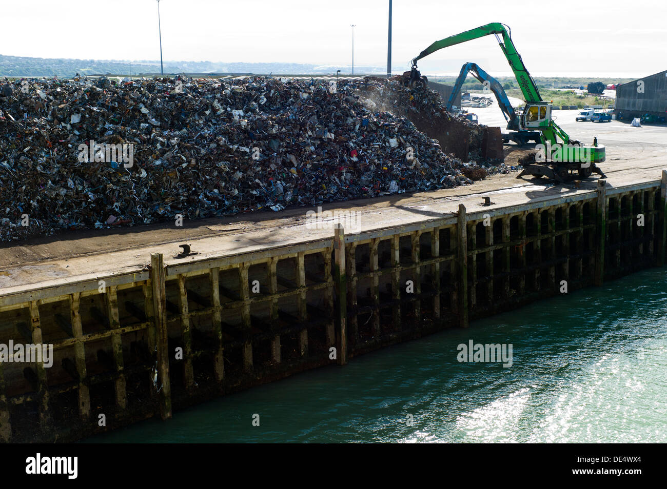 Il Quayside scrapyard, Newhaven, Sussex, Regno Unito Foto Stock