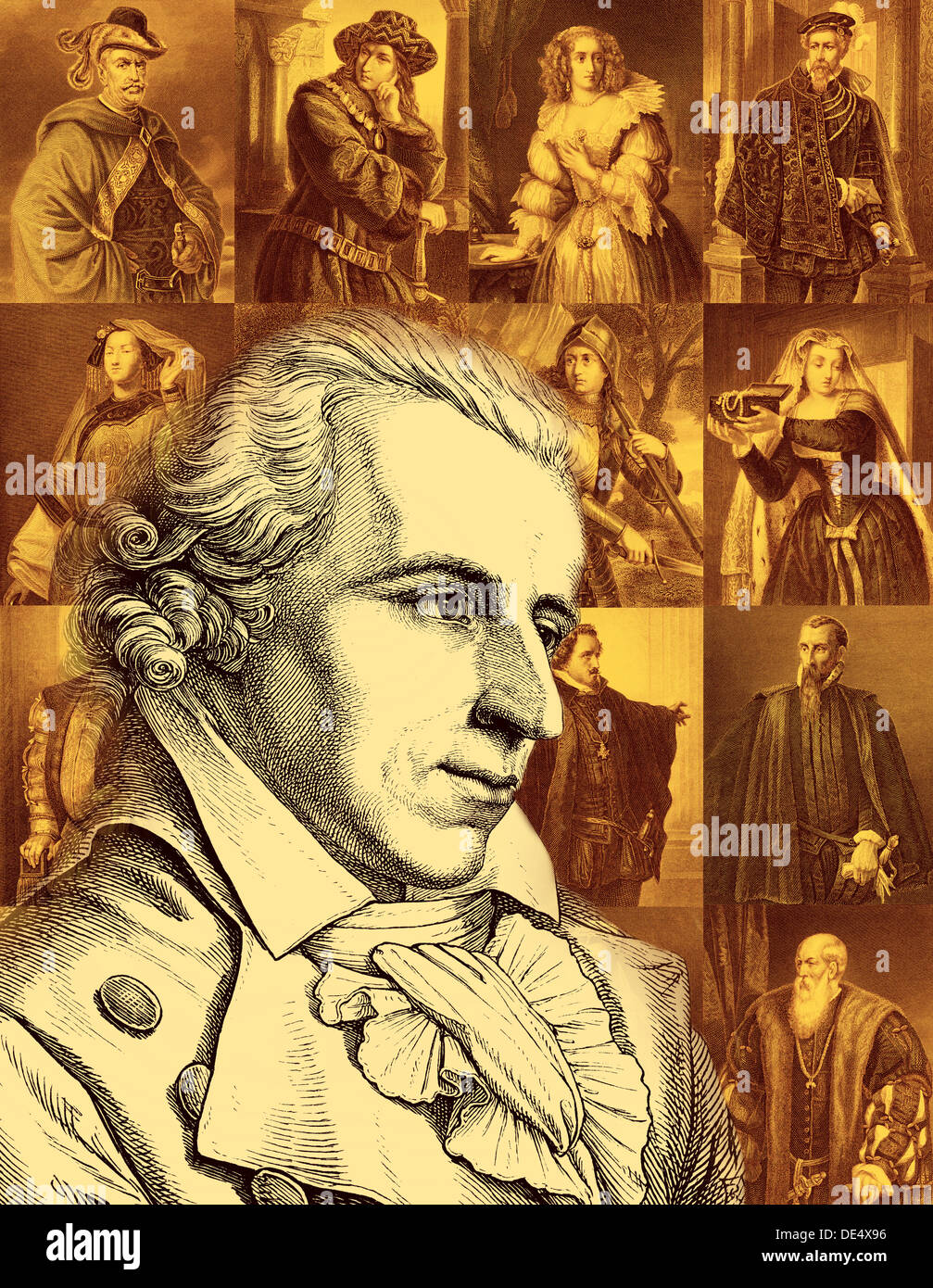 Ritratto e personaggi dalle opere di Friedrich Schiller, 1759 - 1805, Galleria di Schiller, 1869 Foto Stock