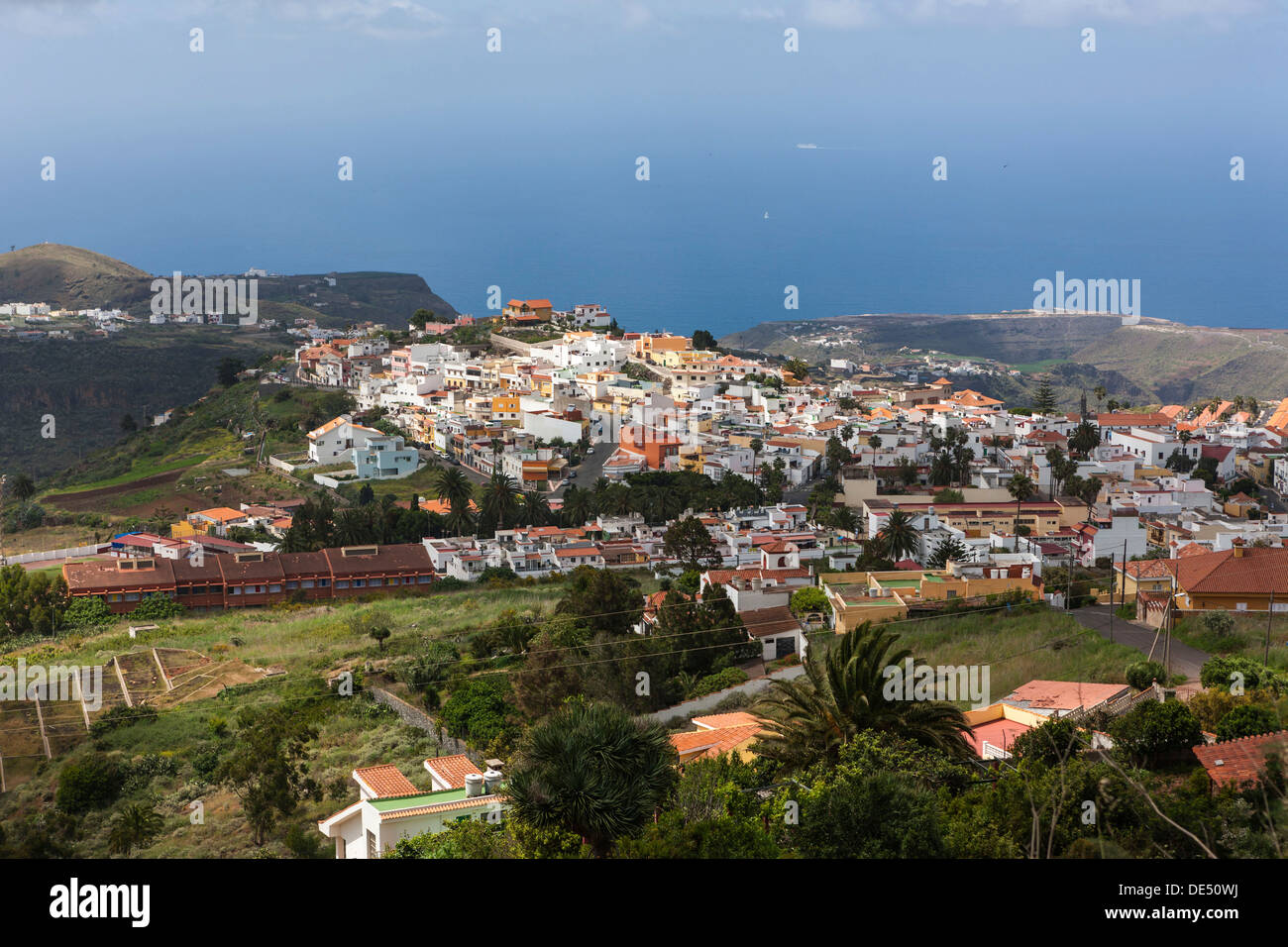 Vista del villaggio di Firgas, Gran Canaria, Isole Canarie, Spagna, Europa, PublicGround Foto Stock
