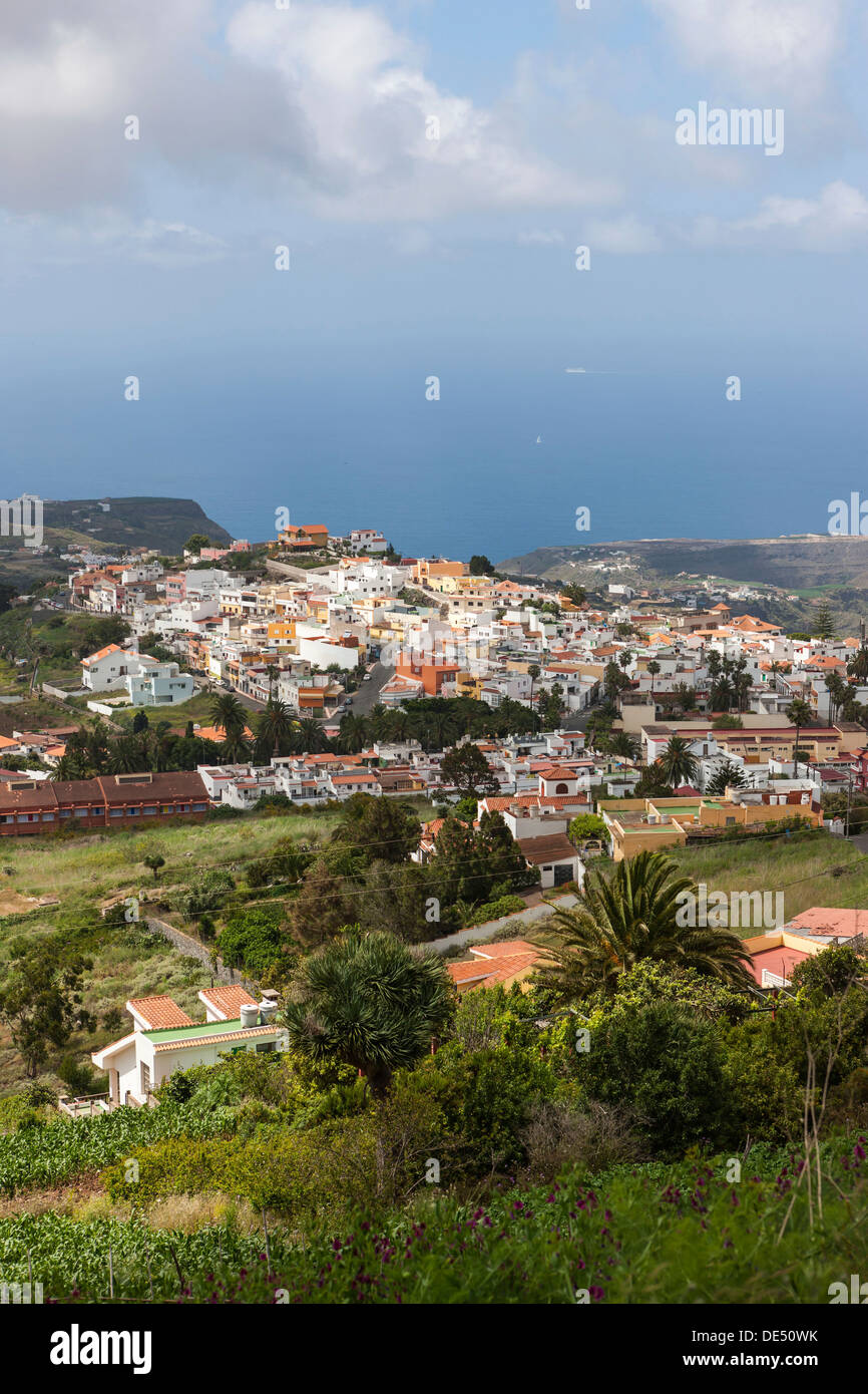 Vista del villaggio di Firgas, Gran Canaria, Isole Canarie, Spagna, Europa, PublicGround Foto Stock