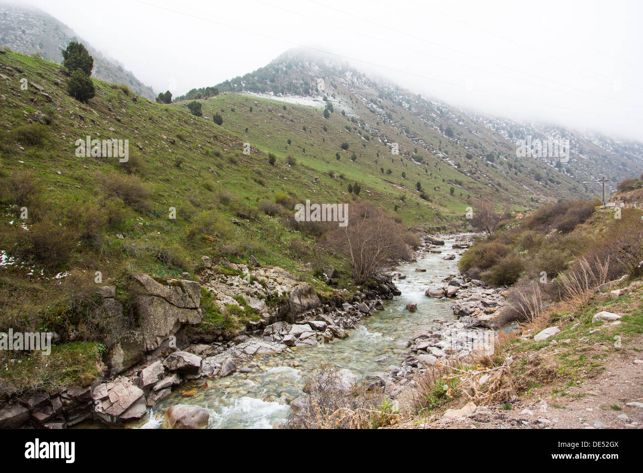 Tian Shan mountain range in Kirghizistan Foto Stock