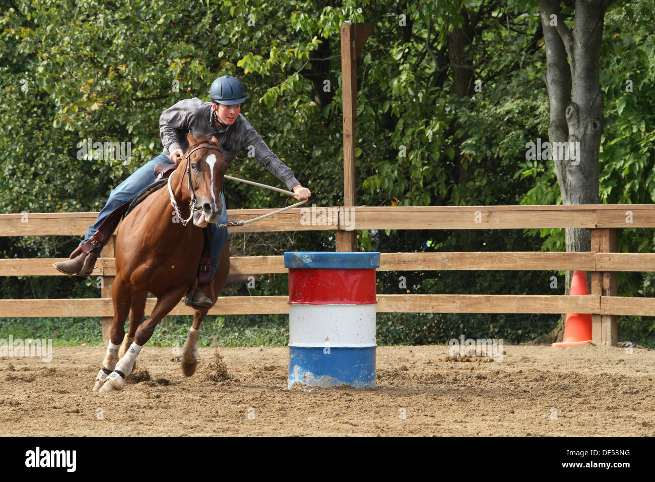 4H Horse Racing la concorrenza. Canfield fiera. Mahoning County Fair. Canfield, Youngstown, Ohio, Stati Uniti d'America. Foto Stock