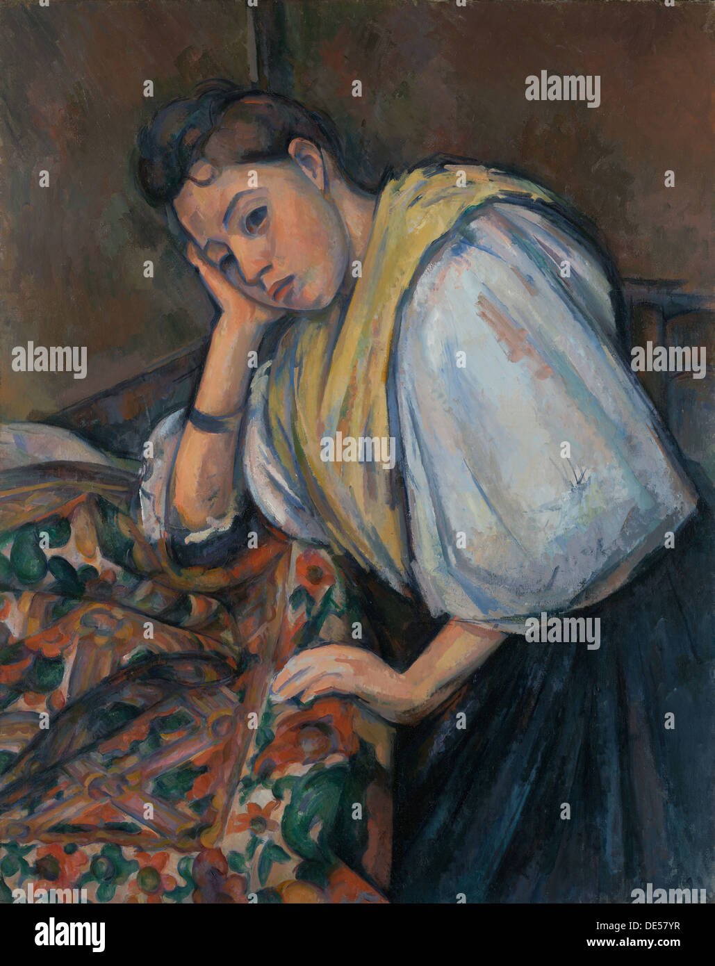 Giovane donna italiana a tavola; Paul Cézanne, francese, 1839 - 1906; Francia, Europa; circa 1895 - 1900; Olio su tela; senza cornice: 9 Foto Stock