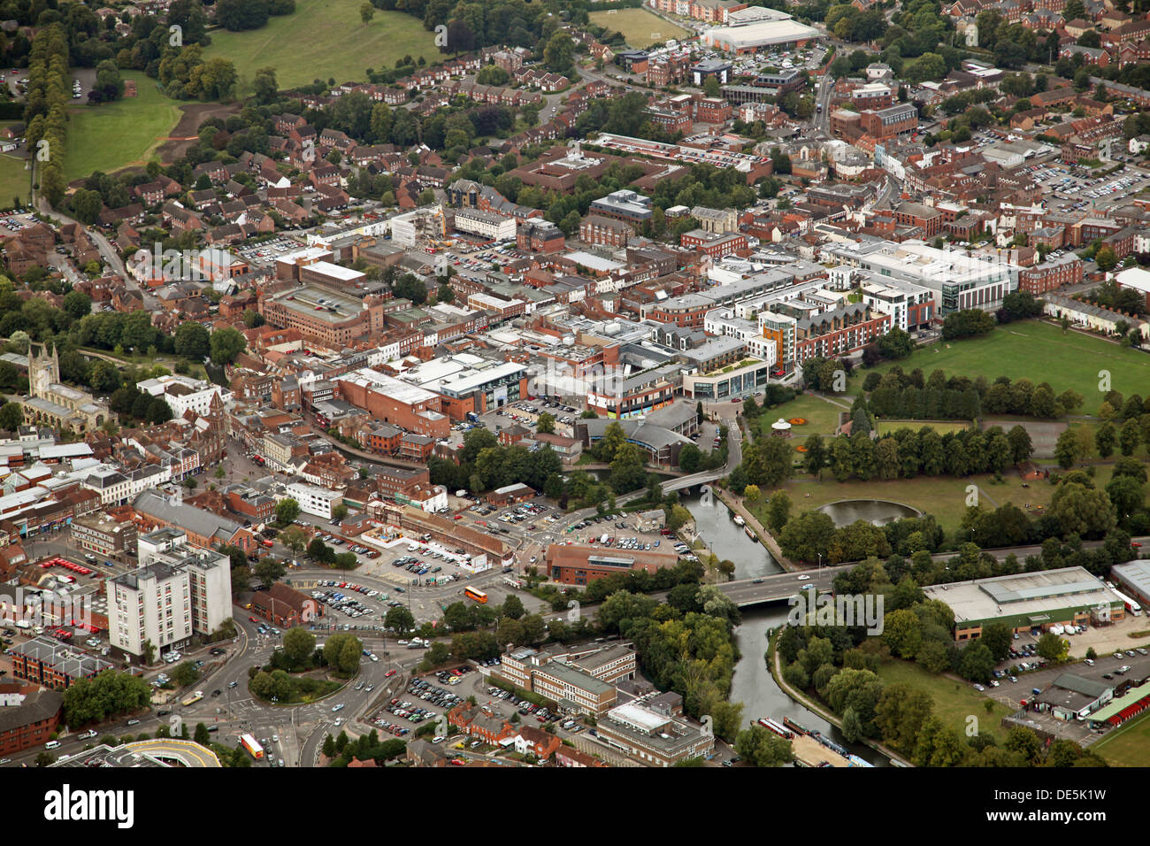 Vista aerea di Newbury Town Center in Berkshire Foto Stock