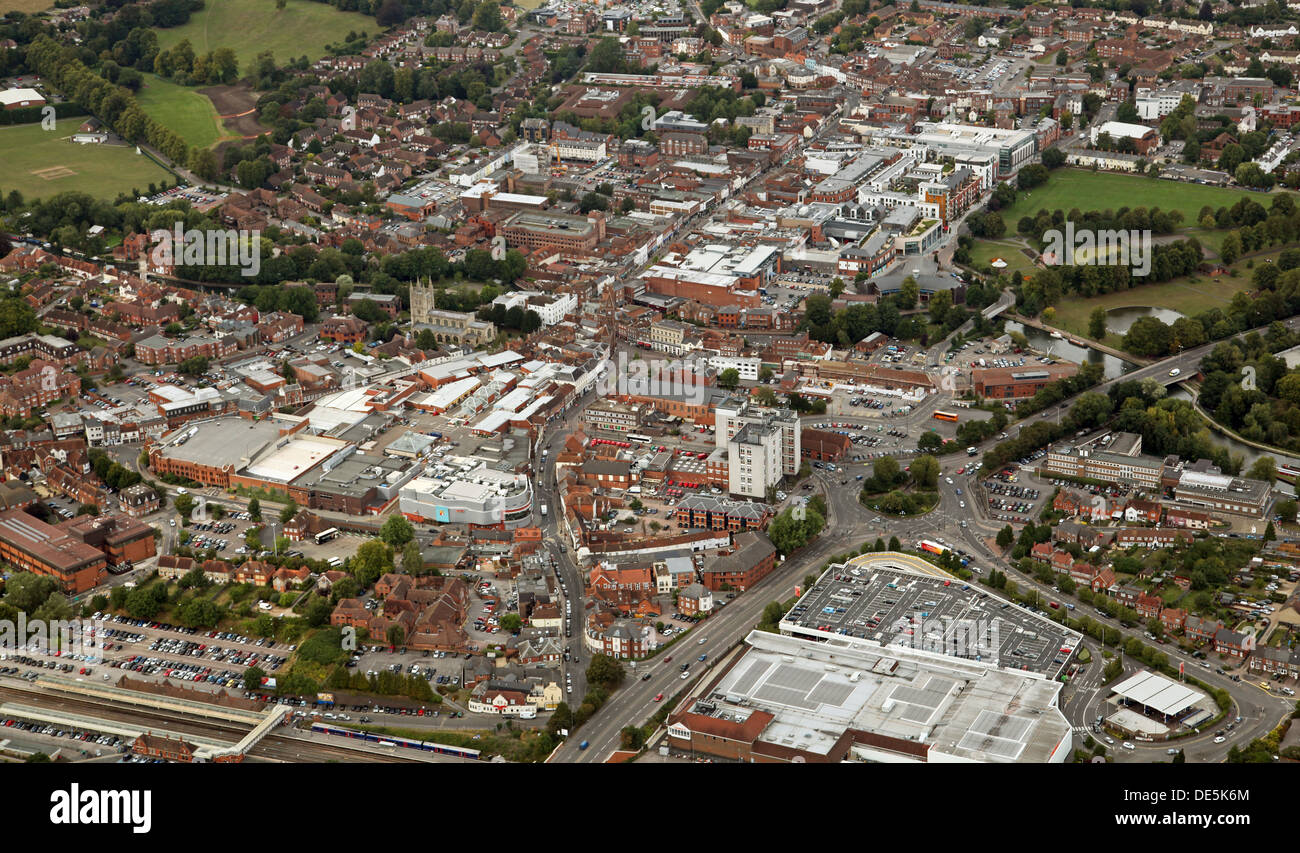 Vista aerea di Newbury Town Center in Berkshire Foto Stock