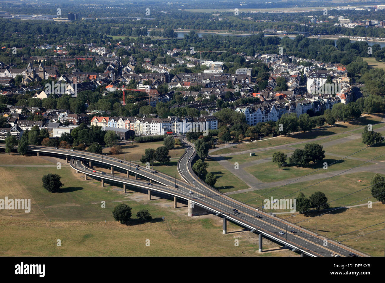 Vista aerea di Dusseldorf Oberkassel, Germania Foto Stock