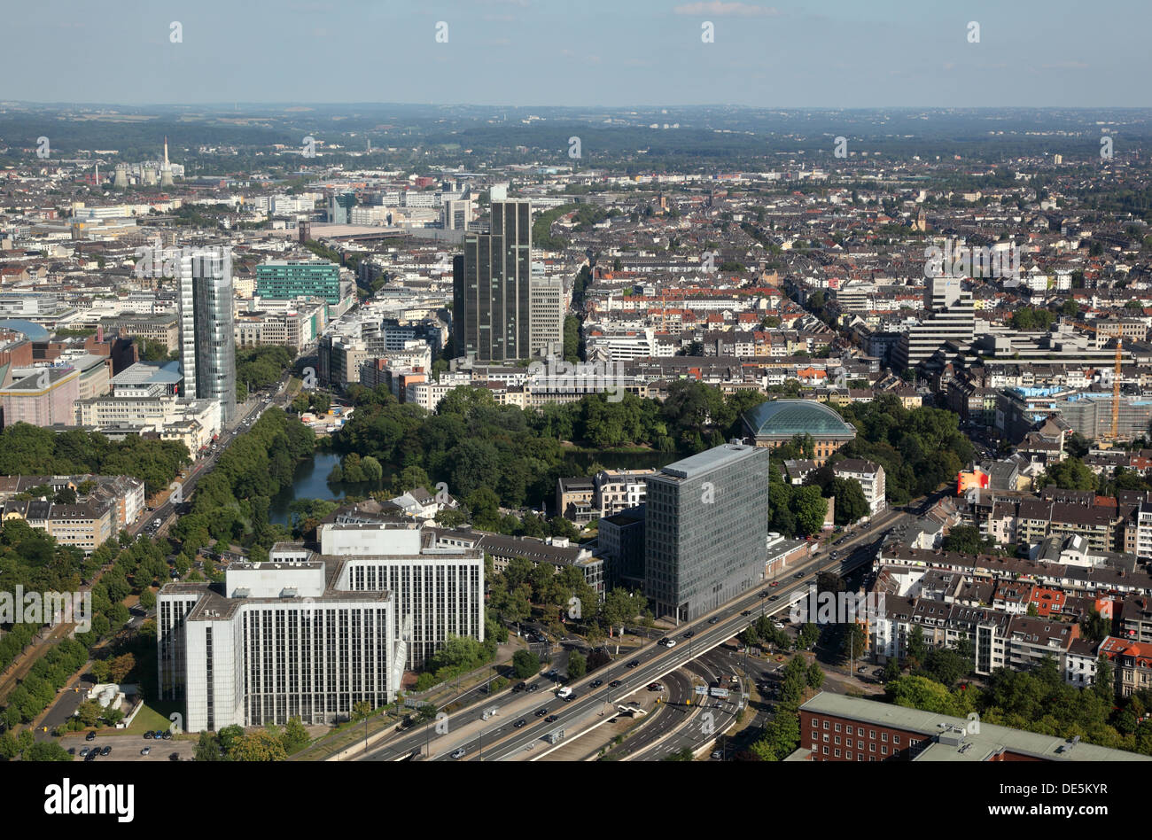 Vista aerea del centro di Dusseldorf, Germania Foto Stock