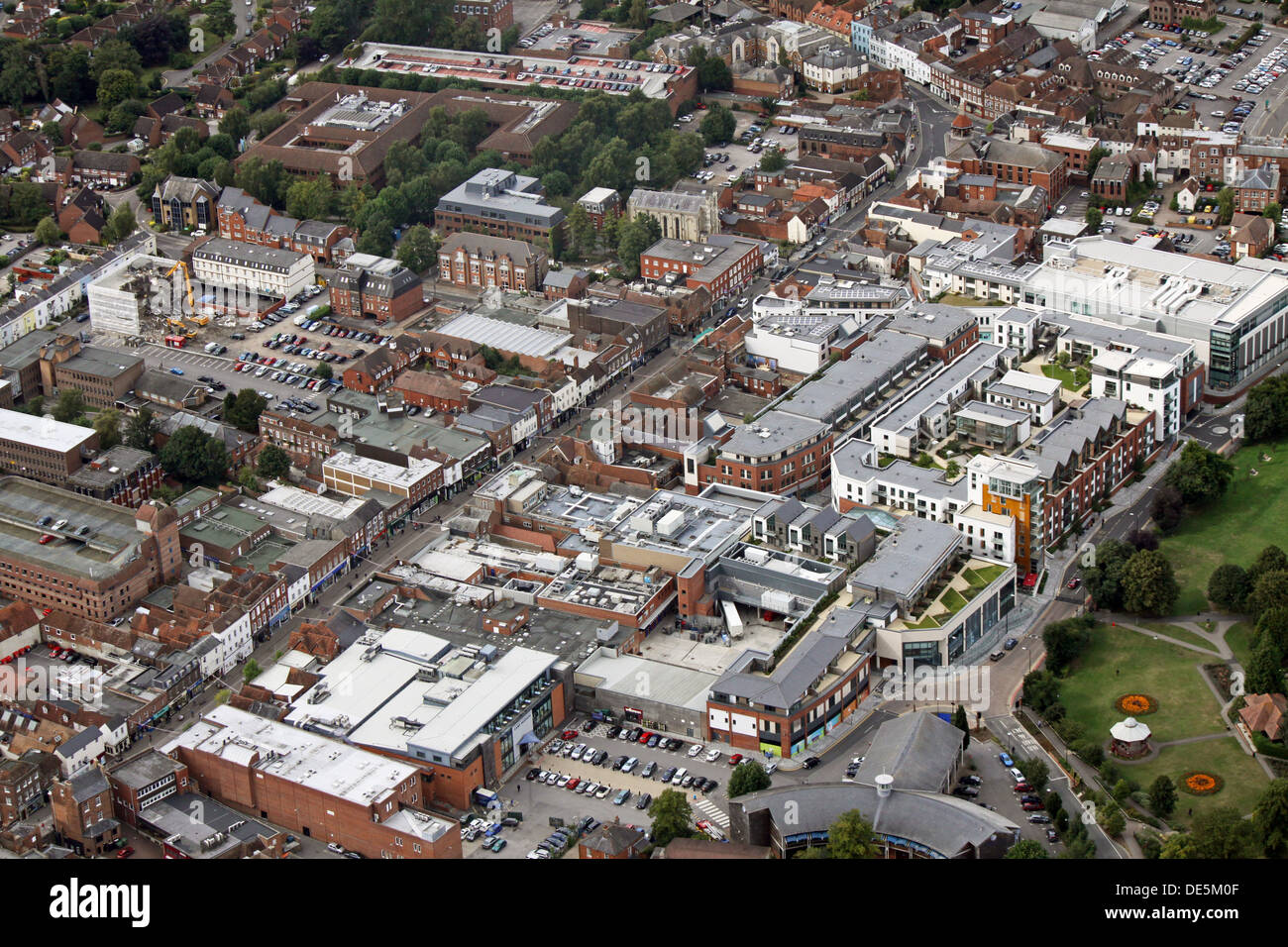 Vista aerea di Newbury Town Center in Berkshire Foto Stock
