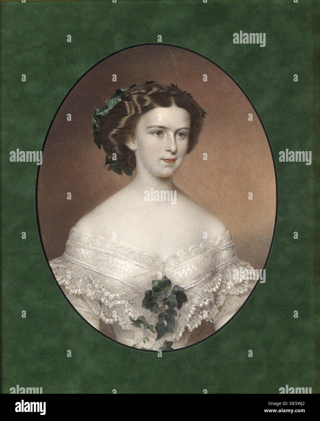 Ritratto di Elisabetta di Baviera, ca 1854. Artista: Anonimo Foto Stock