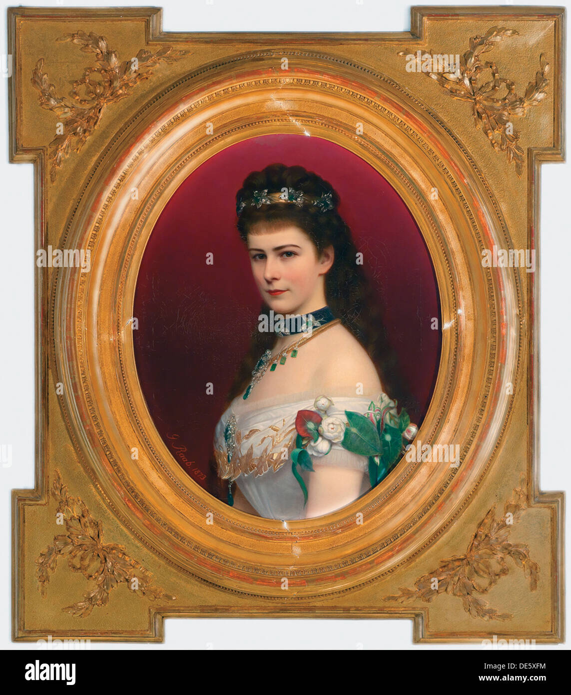 Ritratto di Elisabetta di Baviera con diadema, prima del 1885. Artista: Raab, Georg Martin Ignaz (1821-1885) Foto Stock