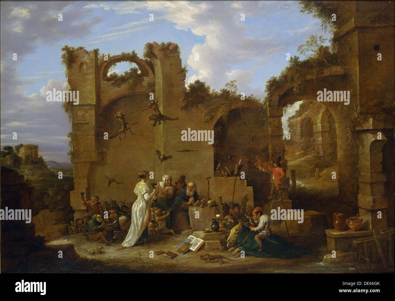 La tentazione di San Antonio. Artista: Teniers, David, il Giovane (1610-1690) Foto Stock