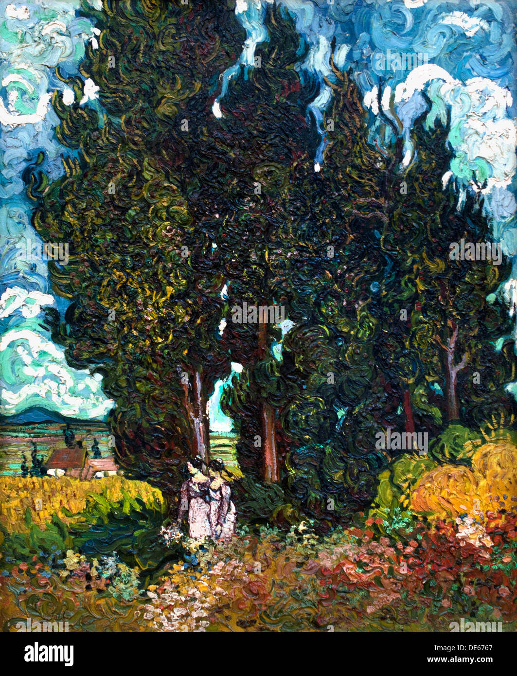 Cipressi con due figure Saint Remy 1889 Vincent van Gogh 1853 - 1890 Paesi Bassi Paesi Bassi Foto Stock