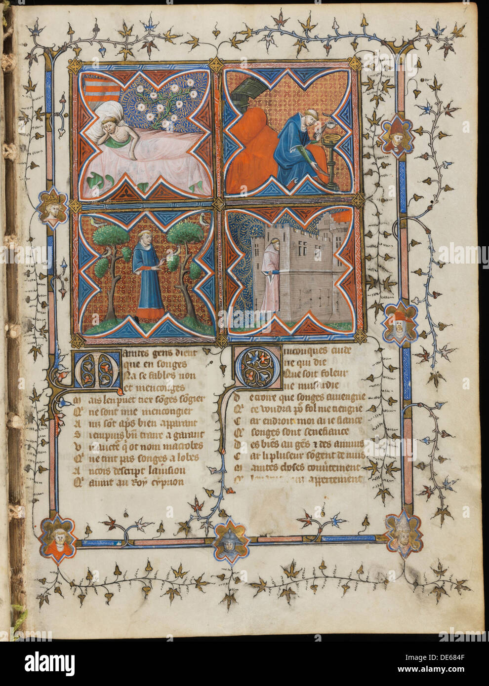 Miniatura da un manoscritto del Roman de la Rose da Guillaume de Lorris e Jean de Meun, 1353. Artista: Master dei romanzi rosa (attivo secondo ha Foto Stock
