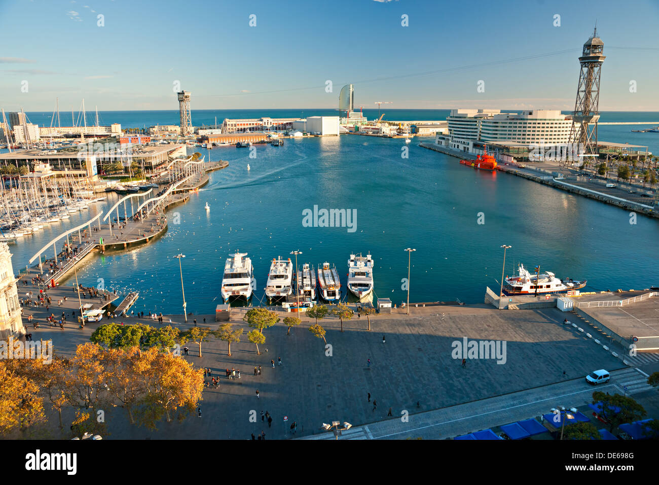 Il porto di Barcellona vista dall'aria Foto Stock