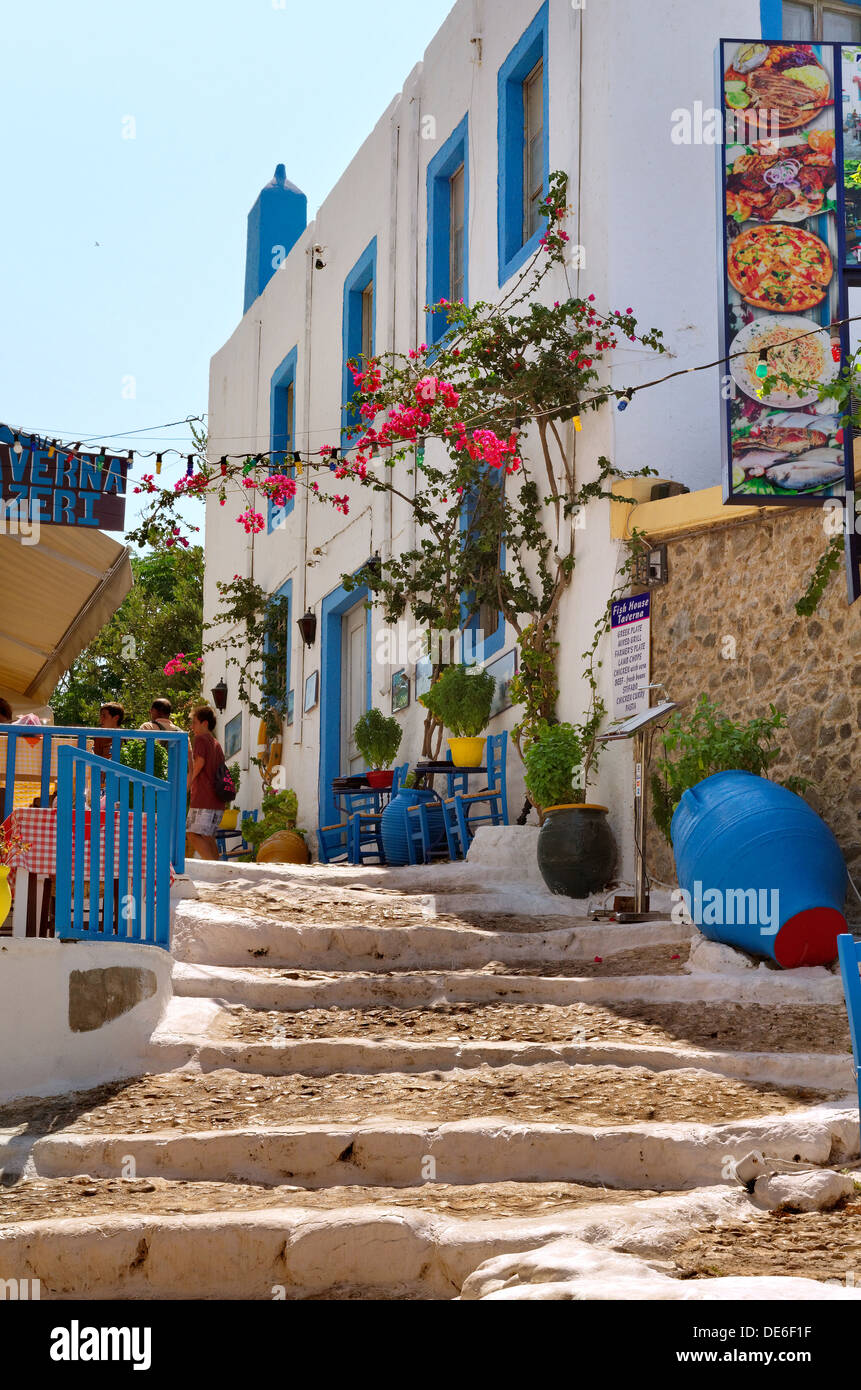 Vecchio stile greco house presso la città di Kos, isola di Kos, Dodecanneso Isola Gruppo, Grecia. Foto Stock