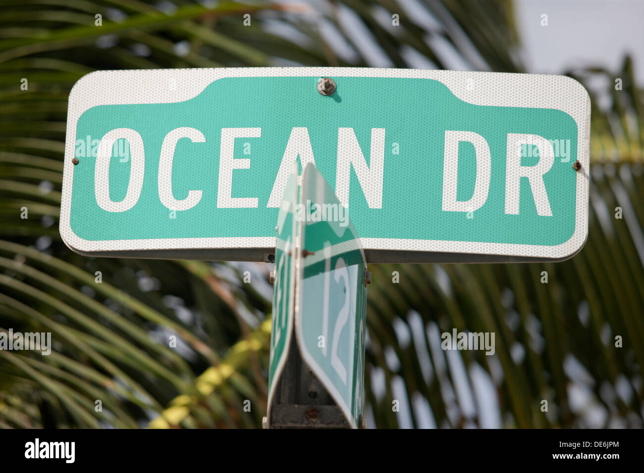 OCEAN DRIVE strada segno MIAMI BEACH FLORIDA USA Foto Stock