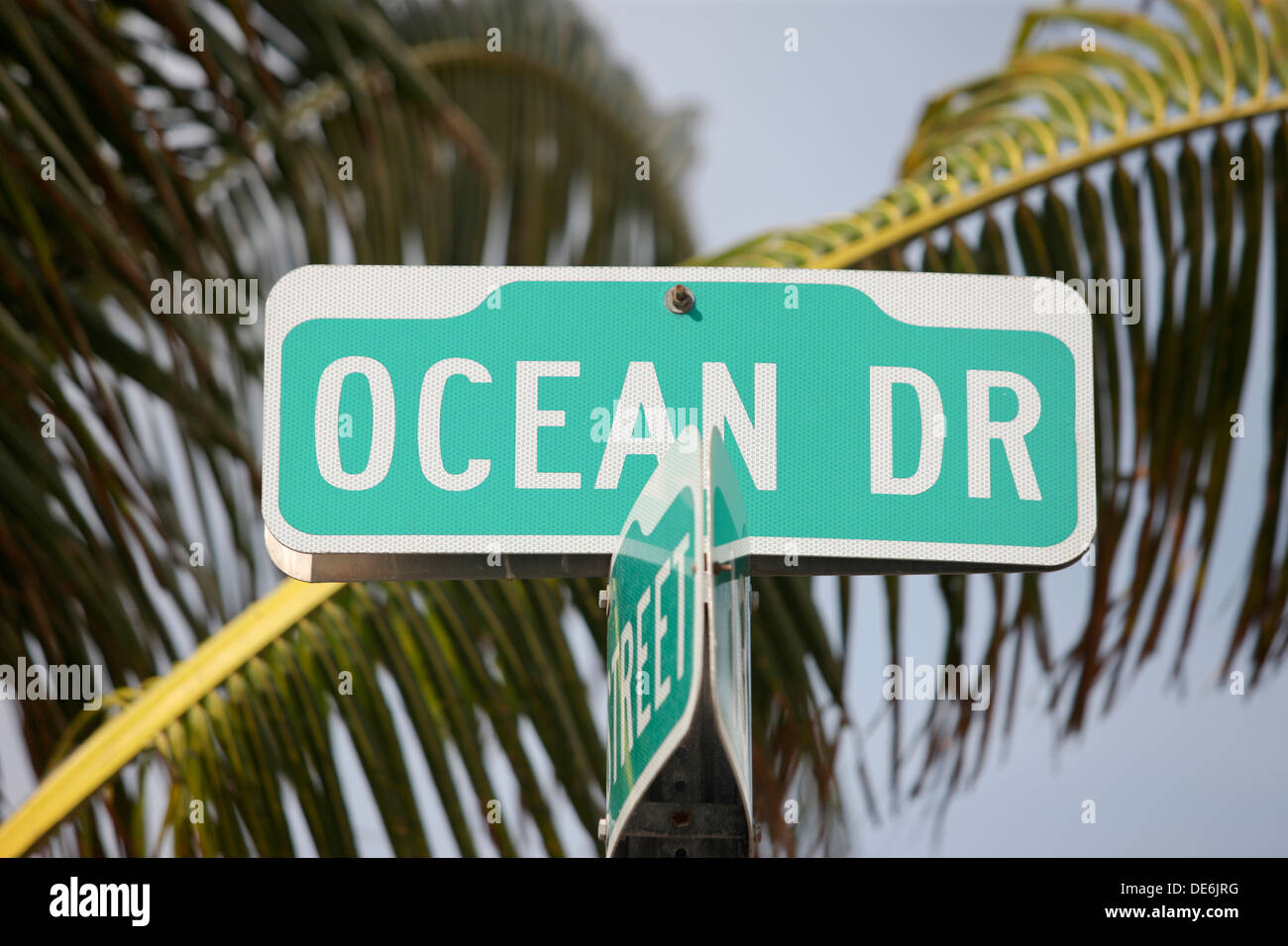 OCEAN DRIVE strada segno MIAMI BEACH FLORIDA USA Foto Stock