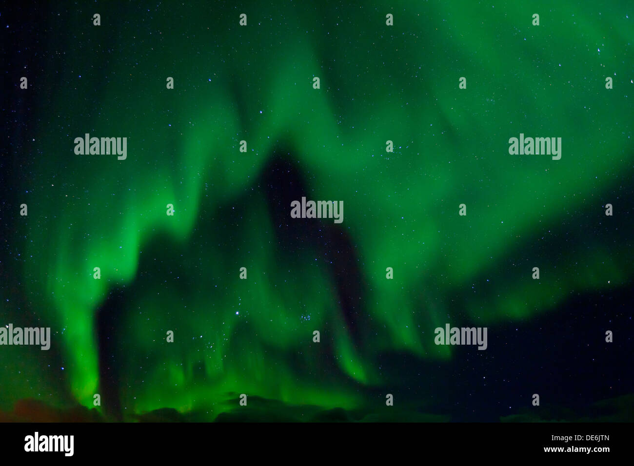 Luci del Nord / Aurora boreale, spettacolare fenomeno meteorologico che mostra la luce naturale display nel cielo di notte, Scandinavia Foto Stock
