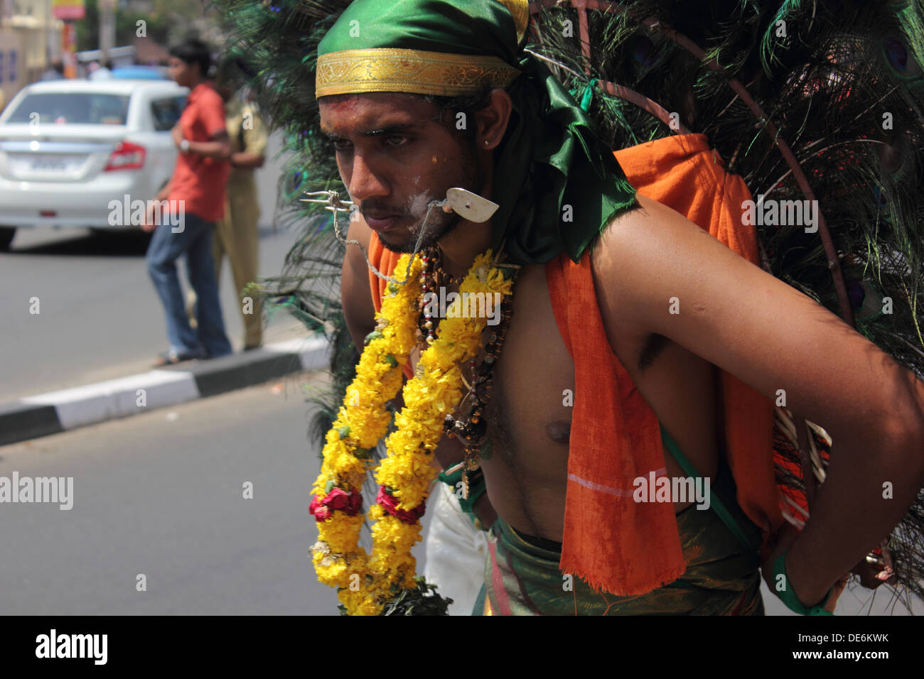 Kavadi devoti indù Paravai Vel Kavadi Foto Stock