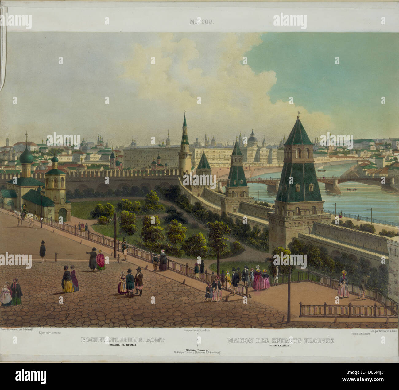 L orfanotrofio di Mosca (da una vista panoramica di Mosca in 10 parti), ca 1848. Artista: Benoist, Philippe (1813-dopo il 1879) Foto Stock