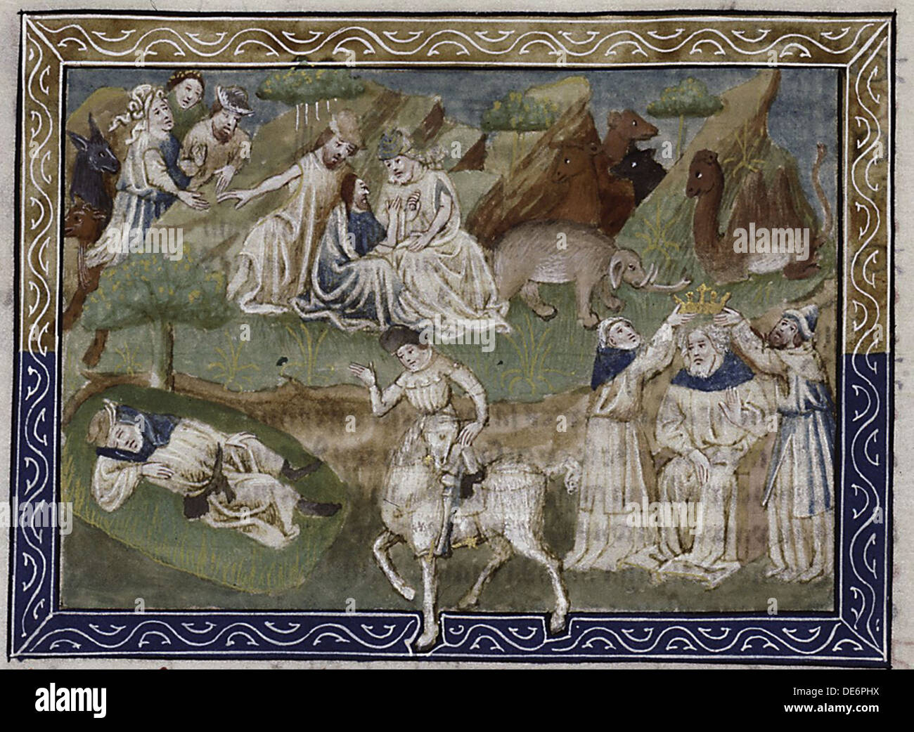 Sogno-vision di Gengis Khan (da: Jean Hayton, Fleur des histoires de la terre d'Oriente), c.1410. Artista: Master di Berry Apocalypse (attivo 1400-1 Foto Stock