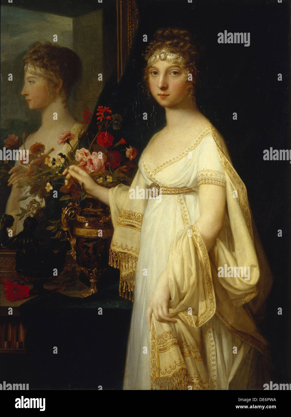 Ritratto di imperatrice Elisabetta Alexeievna, Principessa Luisa di Baden (1779-1826), 1802. Artista: Monnier, Jean Laurent (1743/46-1808) Foto Stock