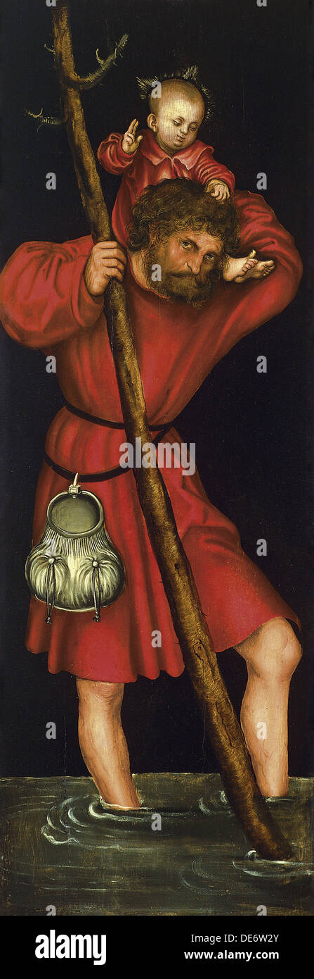 Saint Christopher, ca 1514. Artista: Cranach, Lucas, il Vecchio (1472-1553) Foto Stock