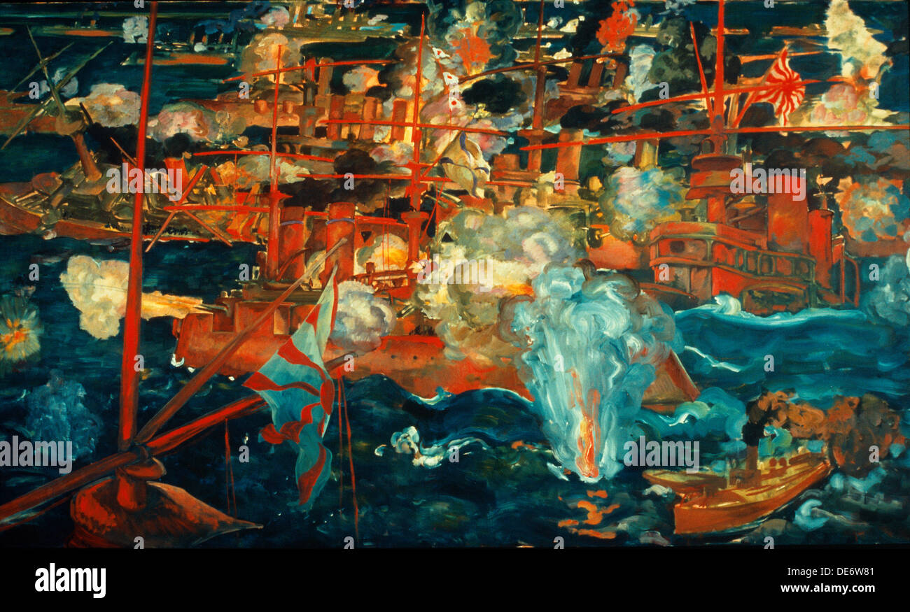 Mare Russo-giapponese battaglia, c. 1918. Artista: Deusser, Agosto (1870-1942) Foto Stock