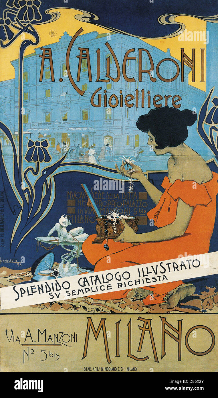 Gioielliere A. Calderoni (A. Calderoni Gioielliere), Milano, 1898. Artista: Hohenstein, Adolfo (1854-1928) Foto Stock