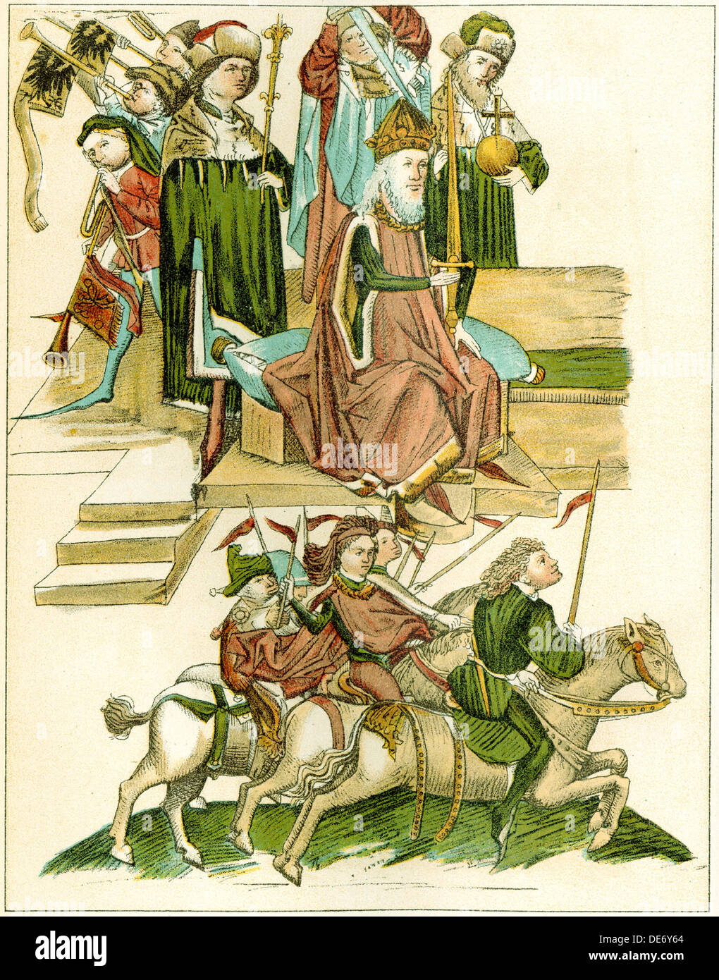 Federico I riceve Brandeburgo (Copia di una illustrazione dal Richental la cronaca illustrata), c. 1440. Artista: Anonimo Foto Stock