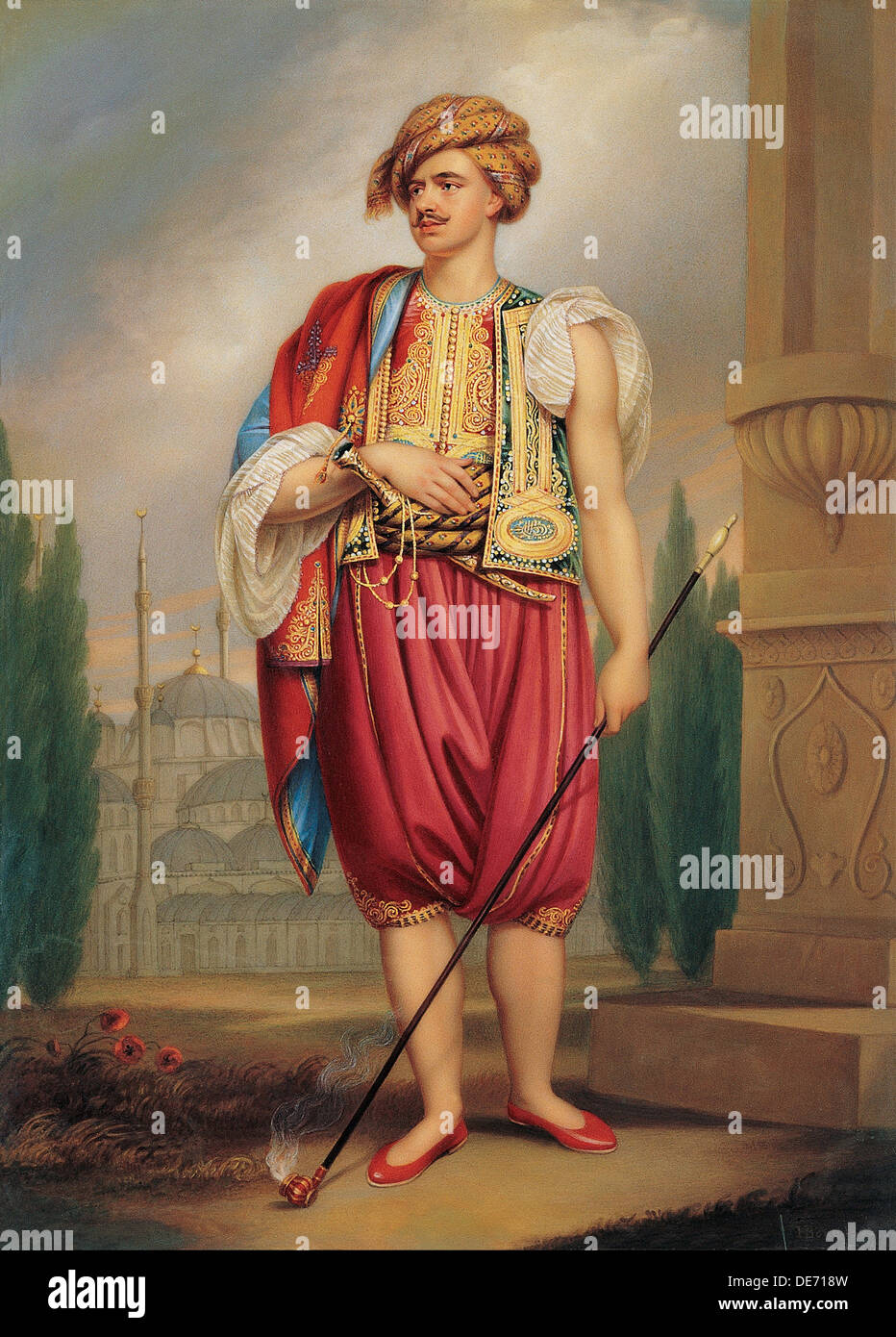 Ritratto di Thomas Speranza (1769-1831) in Costume Turco (dopo William Beechey), Inizio XIX sec.. Artista: osso, Henry (1755-1834) Foto Stock
