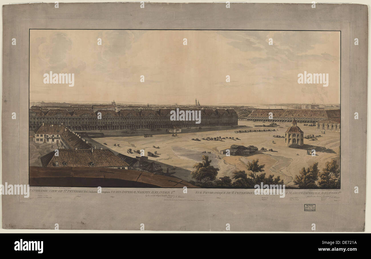 Vista panoramica di San Pietroburgo, tra 1805 e 1807. Artista: Atkinson, Giovanni Augusto (1775-1831) Foto Stock