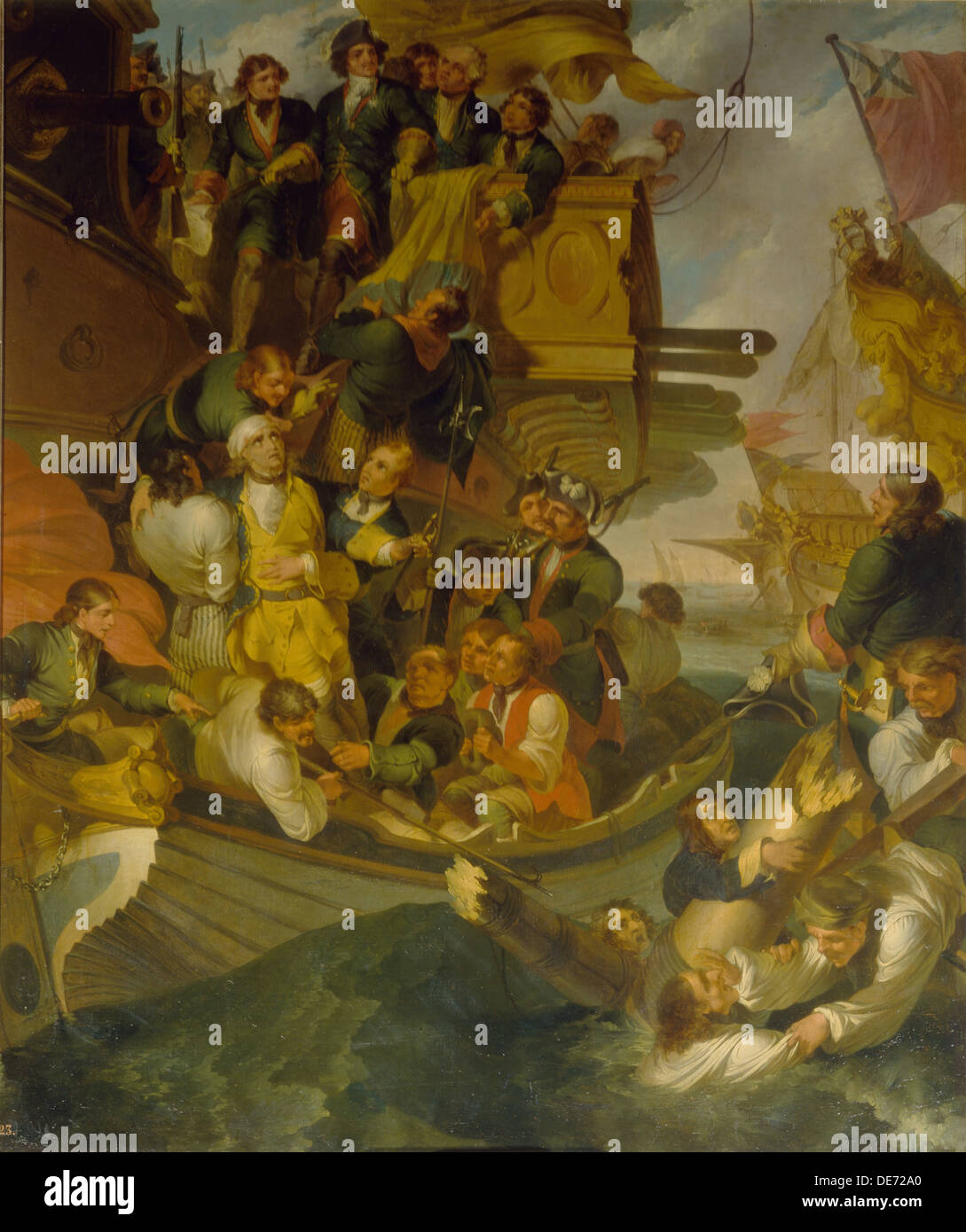La presa di Ammiraglio di Nils Ehrenskiöld nella battaglia di Gangut, metà del XVIII sec.. Artista: Porter, Robert Carr (1777-1842) Foto Stock
