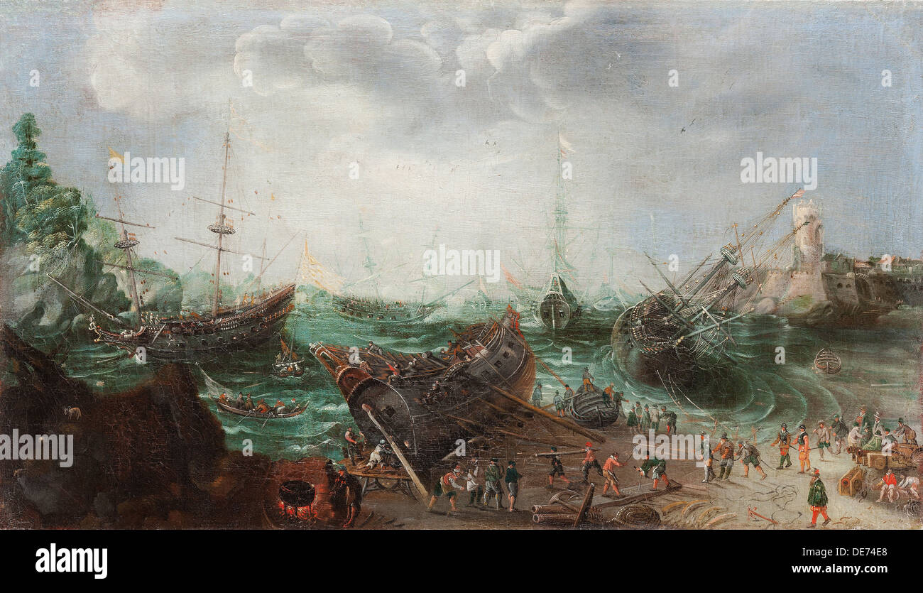 La scena del porto, c. 1615. Artista: Willaerts Adam (1577-1664) Foto Stock