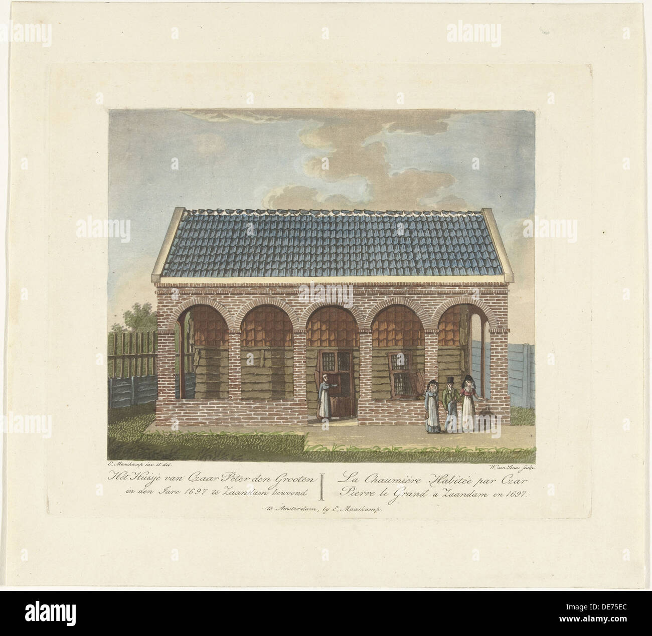 La Casa dello Zar Pietro a Zaandam, 1697, ca 1825. Artista: Senus, Willem van (1773-1851) Foto Stock