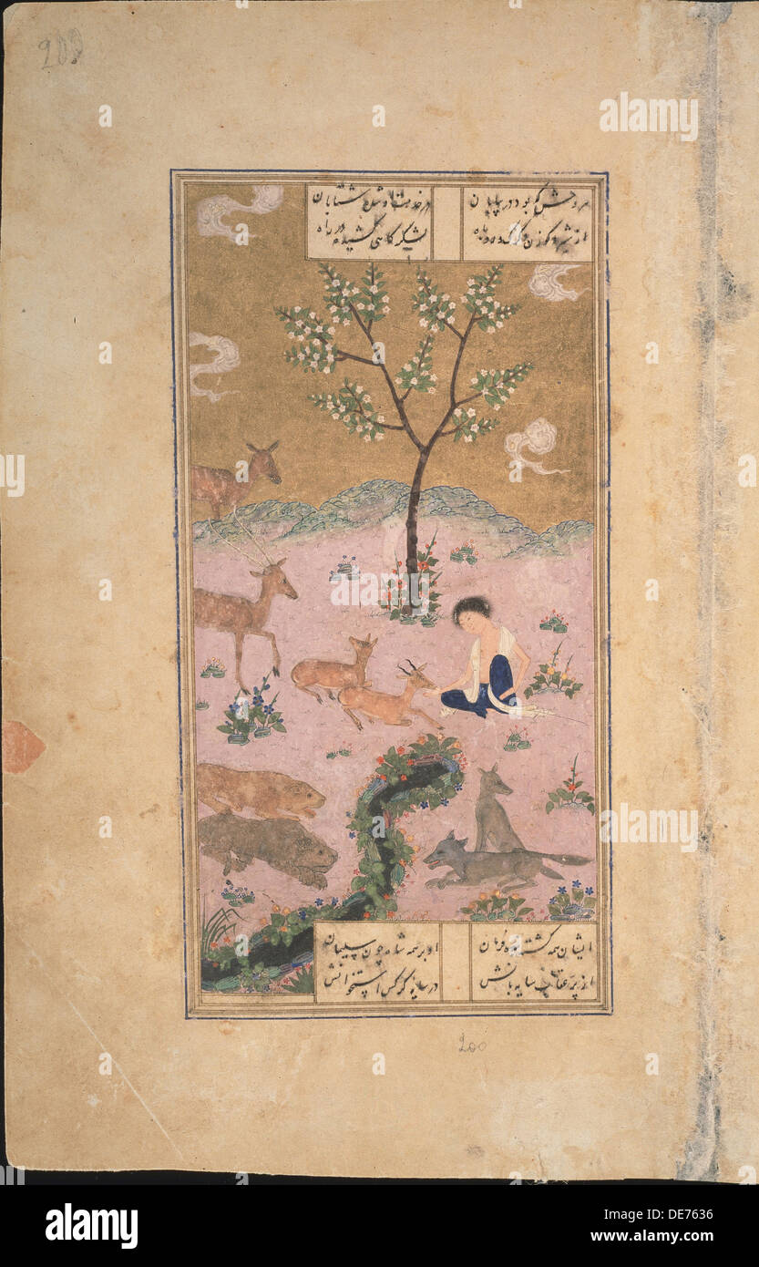 Majnun nel deserto, 1431. Artista: maestro iraniano Foto Stock