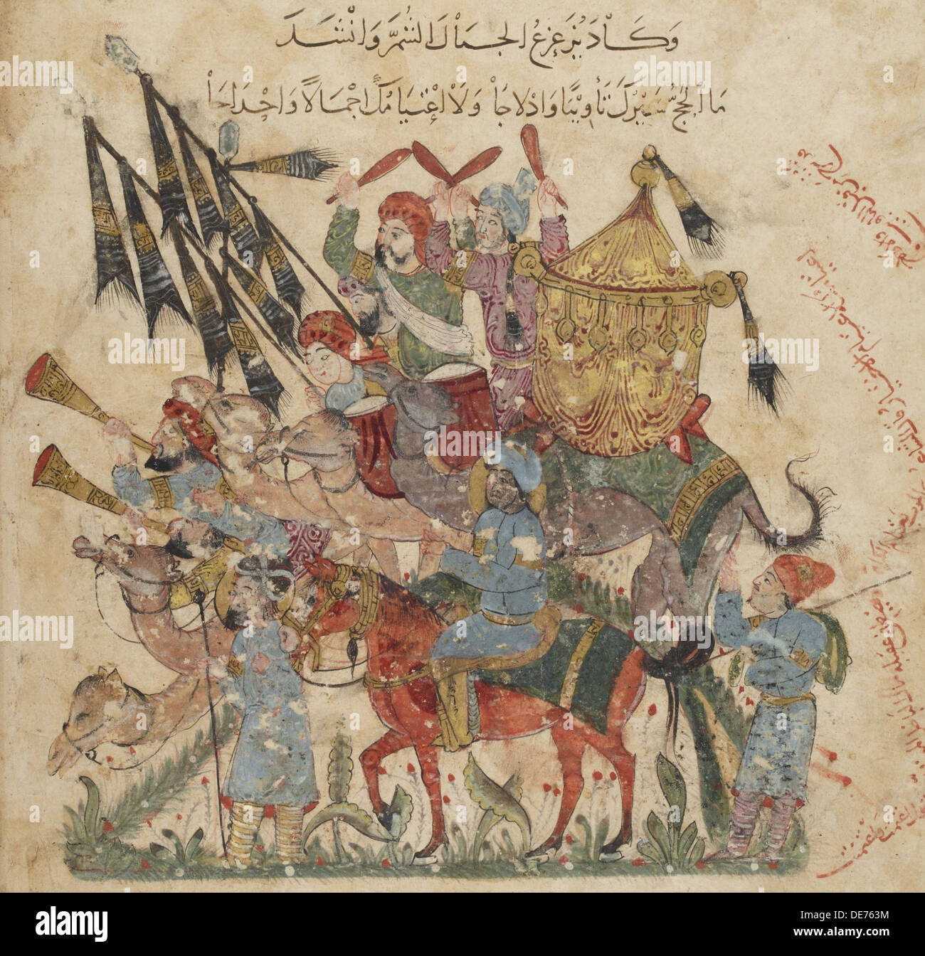 Caravan di pellegrini a Ramleh (da un manoscritto di Maqâmât di al-Harîrî), 1237. Artista: Al-Wasiti, Yahya ibn Mahmud (attivo inizio XIII sec.). Foto Stock