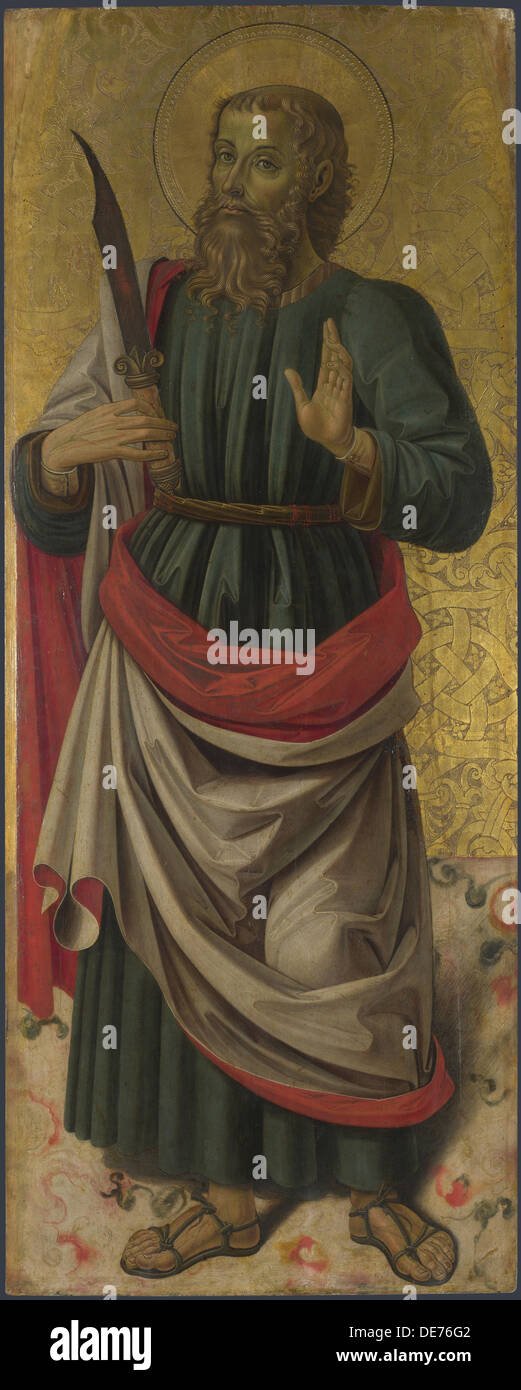 San Bartolomeo (da Ancona: la Vergine con il Bambino e i santi), ca 1475. Artista: Caporali, Bartolomeo (1420-1505) Foto Stock