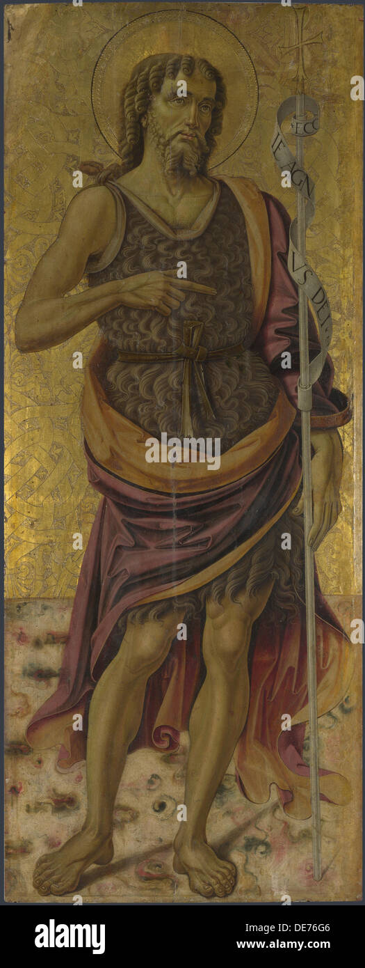 San Giovanni Battista (da Ancona: la Vergine con il Bambino e i santi), ca 1475. Artista: Caporali, Bartolomeo (1420-1505) Foto Stock