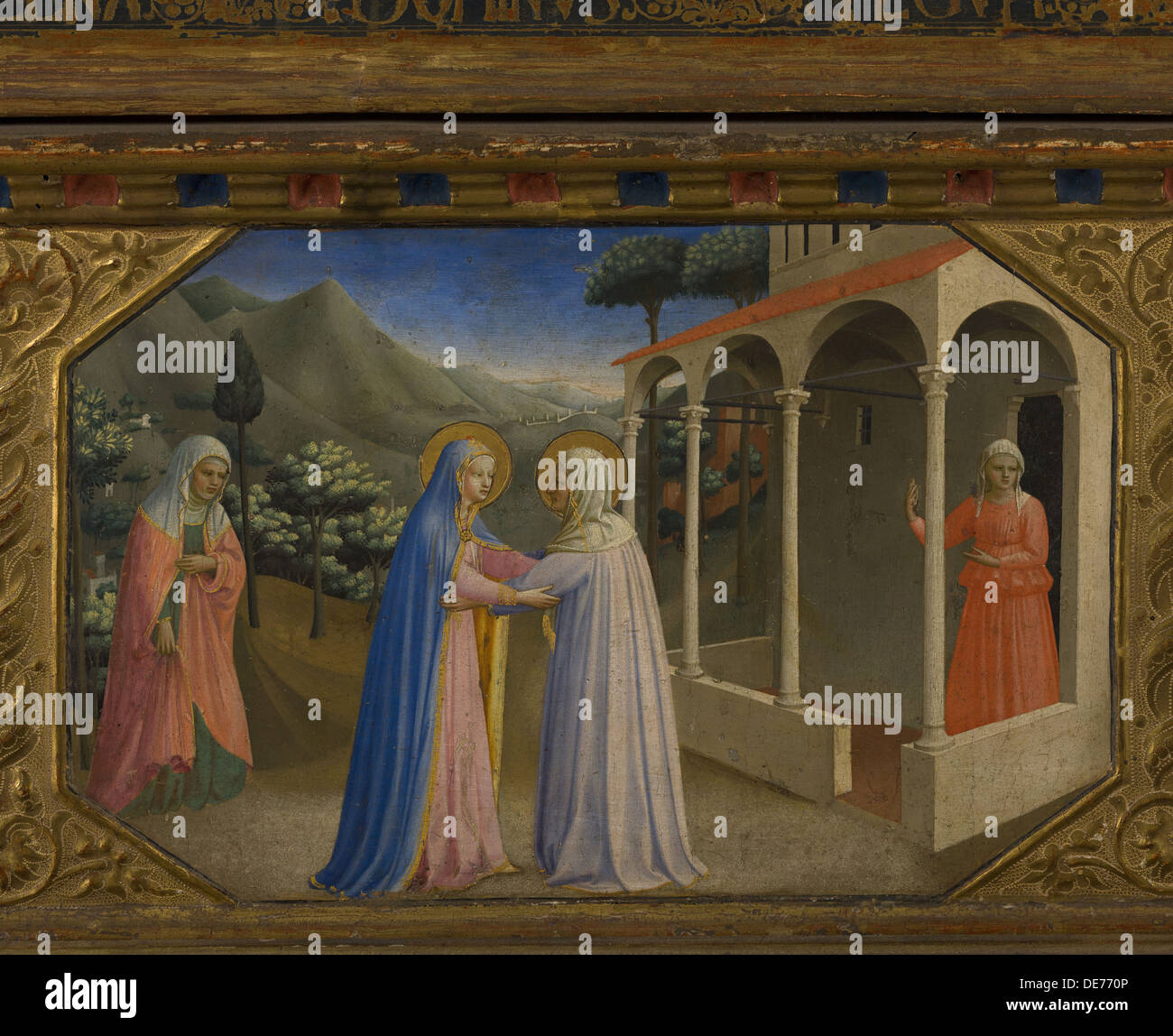 La Visitazione (l'Annunciazione retablo con 5 scomparto di predella scene), 1430-1432. Artista: Angelico, Fra Giovanni da Fiesole (ca. 1400-1455) Foto Stock