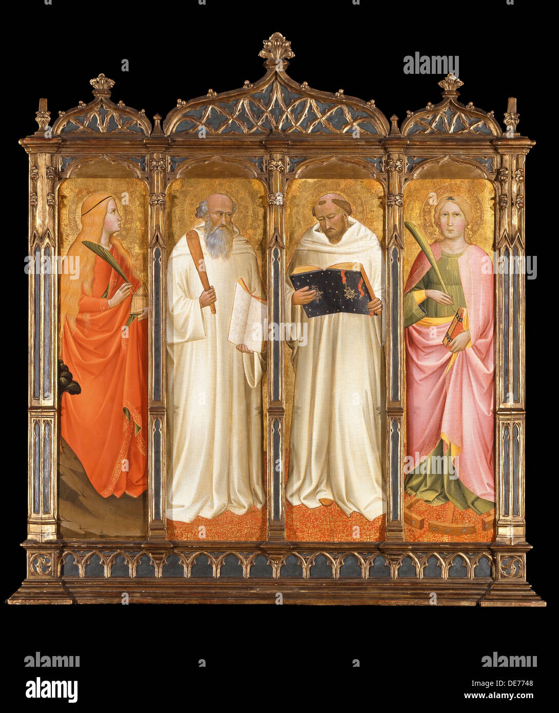 I santi Maria Maddalena, Benedetto, Bernardo di Clairvaux e Caterina di Alessandria, ca 1380. Artista: Gaddi, Agnolo (1350-1396) Foto Stock