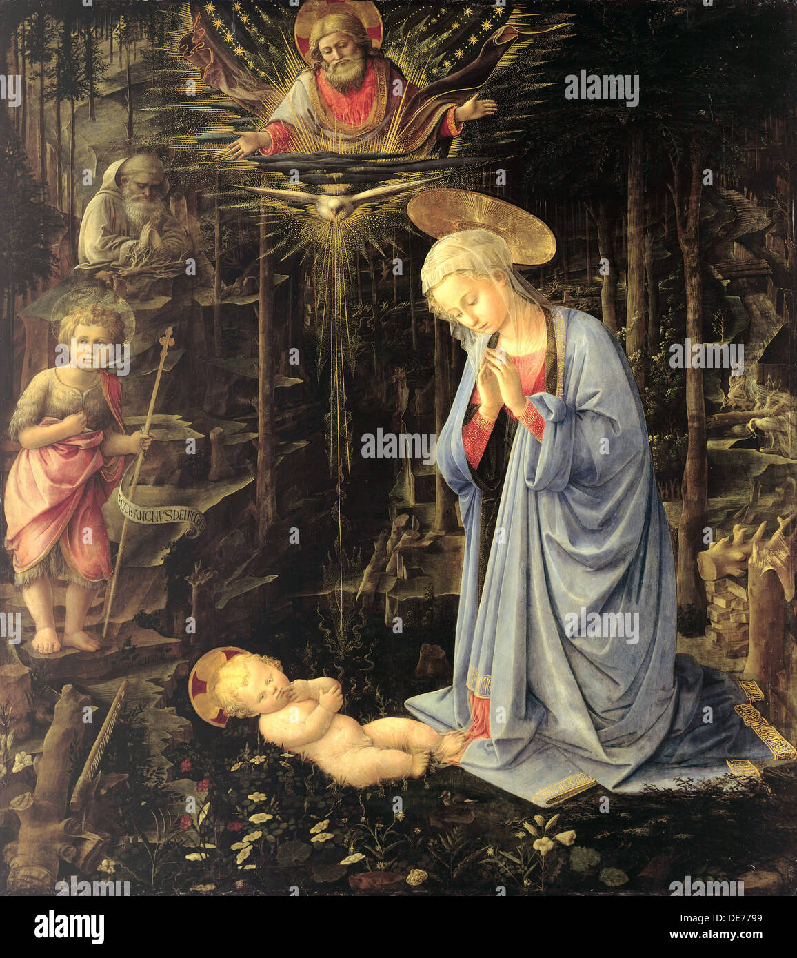 L Adorazione nella foresta, 1459. Artista: Lippi, Fra Filippo (1406-1469) Foto Stock