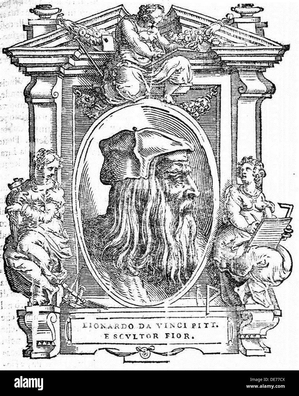 Leonardo da Vinci. Da: Giorgio Vasari le vite dei più eccellenti pittori italiani, scultori e architetti, 1568. Artista: Anonimo Foto Stock