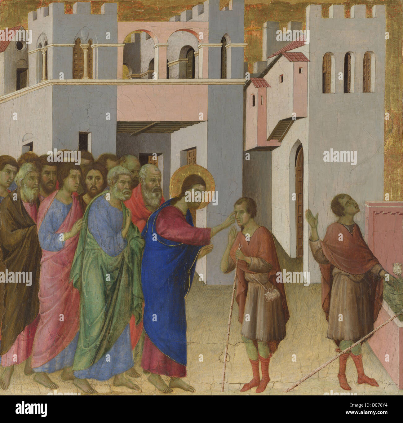 La guarigione del cieco nato, 1308-1311 ca. Artista: Duccio di Buoninsegna (1260-1318) Foto Stock
