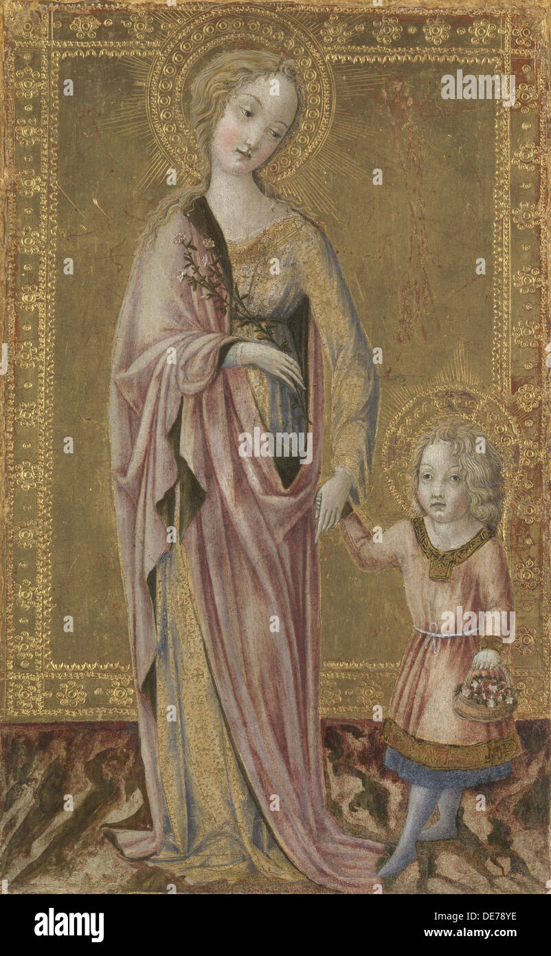 Santa Dorotea e il neonato Cristo, ca 1460. Artista: Francesco di Giorgio Martini (1439-1501) Foto Stock